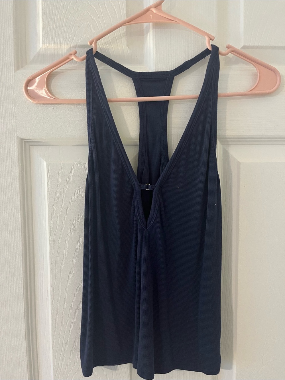 SHEIN Navy Ribbed Racerback Tank Top